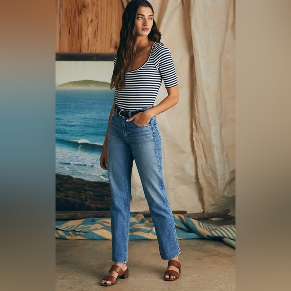 Faherty Freestyle Rib T-Shirt in Navy Desi Stripe M - Picture 7 of 9